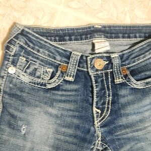 True Religion High Rise Blue Jeans with Contrast Stitching